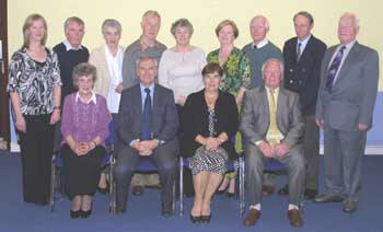 Pictured at a 'Farewell and Presentation Evening' for the Rev John Honeyford and his wife Rosemary in St Columba's on Thursday 5th April are (seated) Rev John Honeyford and Mrs Rosemary Honeyford with their daughter Julie Dougherty (left) and son David Honeyford (right). Included are church office bearers L to R (standing): Ellen Hillen - Church Secretary, Jim Moore - Clerk of Session and Valerie Nettleship - Treasurer.