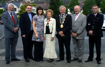 Pictured at a Community Service in Elmwood Presbyterian Church last Sunday morning are L to R: Mark Noble - Clerk of Session, Rev Andrew Thompson, Mrs Donna Thompson, Mrs Laureen Lunn - Mayoress, Councillor Trevor Lunn - Mayor, Peter McKechnie - Organist and Paul Stobo - Lisburn District Commander (NIFRS).
