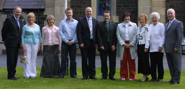 Pictured on Tuesday 29th May at the last of three lunchtime concerts entitled 'Music in May' held in Christ Church Parish, Lisburn are L to R: Gary Kennedy (Principal), Rosemary McNally (pianist) and Jean Glass (conductor) from Waringstown Primary School, Richard Yarr - Director of Music at Christ Church, Councillor James Tinsley - Deputy Mayor, Rev Paul Dundas - Rector, Rev Diane Matchett - Curate, Laureen Lunn ' Mayoress, Sylvia Creighton - Christ Church choir secretary and Alderman Ivan Davis.