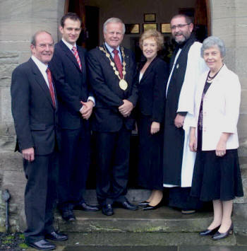 Pictured at morning worship in St Colman's, Dunmurry last Sunday (3rd June) are L to R: Chris Cusdin - Rector's Church Warden, Alan Yarr - Organist, Councillor Trevor Lunn - Mayor, Mrs Laureen Lunn - Mayoress, Rev Tom Priestly - Rector and Mrs Sheena Herron - People's Church Warde