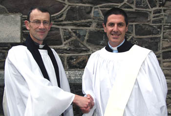 The Rev John Rutter - Minister of the Parish of Glenavy, congratulates Mark Reid on his Ordination in the Auxiliary Ministry for the Curacy of Glenavy.