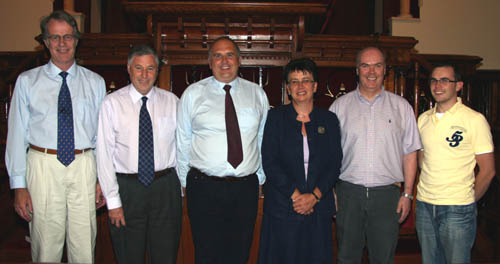 Taking part in the Summer Epilogue Service last Sunday evening were L to R: Roger Thompson, John Quigley, Rev Brian Anderson, Evelyn Whyte, Sam Beckett and Alan Lewis.