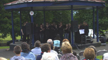 Lisburn Christian Fellowship Choir on stage.