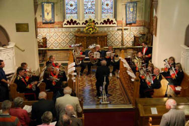 Symington Memorial Silver Band pictured leading the worship at ?Summer Songs of Praise? in Christ Church Parish last Sunday evening (29th July).