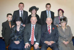 L to R: (seated) Rev Dr Stanley Barnes, Mrs Ina Barnes, Rt Hon Dr Ian Paisley MP and Baroness Eileen Paisley. (back row) Jonathan, Hugh and Heather Garret and Andrew and Beverley Barnes.