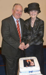 Rev Dr Stanley Barnes and Mrs Ina Barnes cut a cake marking Mr Barnes retirement.