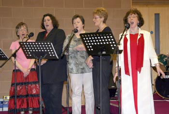 Patsy Douglas (right) pictured with St Patricks Choir members L to R: Noreen McKeown, Kerry Buchanan, Geraldine Kelly and Imelda Scott.