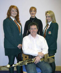 Uilleann piper Brendan Monaghan (seated) pictured with Joanna Hyndman, Lynn McAllister and Shannon Rainey.