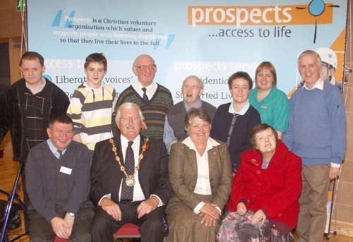 At the Regional Celebration hosted by Lisburn Causeway Group in Trinity Methodist Church last Saturday afternoon (10th November) are L to R: (front) Irvine McCabe, Councillor Ronnie Crawford (Deputy Mayor), Mrs Jean Crawford (Deputy Mayoress) and Winifred McCrum. (back row) Graeme Saulters, Matthew Thompson, John Murdock, Billy McMaster, Joyce Belshaw, Fiona Murphy and David Twyble (Trinity Methodist).