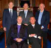 Pictured at a united service for all churches in the Presbytery of Dromore held in First Dromore Presbyterian Church last Sunday evening are L to R: (seated) The Rt Rev Dr David Clarke - Moderator of the General Assembly and the Rev Gary Trueman - Moderator of Dromore Presbytery. (back row) Cecil Gamble - Clerk of Session of First Dromore, Rev Gary Glasgow - Minister of Drumlough and Anahilt and Peter McKechnie - Elmwood.