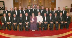 David Thompson (Conductor) and Gertrude Jamieson (Accompanist) pictured with Dromore and District Male Voice Choir at a concert in Railway Street Presbyterian Church on Saturday 31st May.