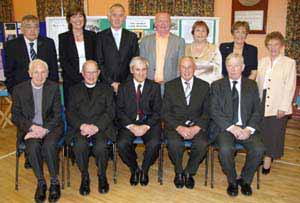 Past officers of the Church Lads Brigade. L to R: (seated) Rev Canon Terry Rodgers, Very Rev Hamilton Leckey, John Williams, Billy McCandless and Tom Green. (back row) Norman McConkey, Heather Montgomery, Kenneth Montgomery, John Stewart, Edna Stewart, Joy McCandless and Sally Orr.