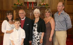 The Very Rev Dr Howard Cromie (Senior Minister) and his wife Kathleen and daughters Gillian Corrie (left) and Fiona Robinson (right) son-in law Harold Robinson and grandson Peter Corrie.