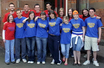 Matt Craig (left in back row) and his wife Jill (left in front row) pictured with young people from First Lisburn Presbyterian Church who took part in Street Reach Lisburn in April 2007. L to R: (back row) Matt Craig, Keith Lunn, Andrew Steele, Ian Robinson, Deborah Lowry, Sarah Hill and Ashley Parks. (front row) Jill Craig, Neil Graham, Harriet Davis, Catherine Millen, Rachel Robinson, Louise Reid, Alannah Vient and Johnny Davis. 