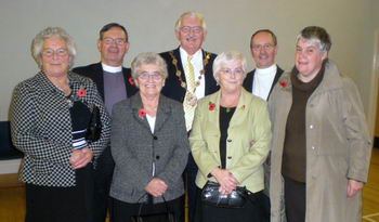 L to R: Tilly Kerr, Ida Annett, Sadie Hanna and Kim Graham ladies from Second Dromara Presbyterian Church pictured with their minister, the Rev David Porter, Moderator of Dromore Presbytery, Lisburn Mayor Councillor Ronnie Crawford and the Right Rev Dr Donald Patton, Moderator of the General Assembly