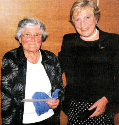 Mrs. Bunty Hawkins received certificates from Lady Christine Eames, former World President of the Mothers' Union.