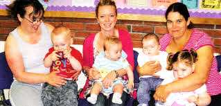 Susan, Tina and Jennifer (I-r) with their children at First Steps in Lisburn Baptist