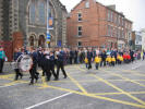 The BB Band pictured leading youth organisations during a ï¿½March Pastï¿½ Railway Street Presbyterian Church on Sunday 16th October 2005 following a Youth Work Commissioning Service. 