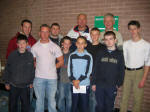 Some members of First Clontibret Boysï¿½ Brigade who travelled from Monaghan to see the Tough Talk Power Lifting Display in Lisburn Leisureplex on Saturday 24th September 2005.  Pictured with Tough Talkï¿½s Simon Pinchbeck are L to R:  Ashley McBride, Kyle McCreery, Richard Connolly, Thomas Cobine, James Conly, Jonathan Knox, Jason Wylie, Ivor Boyd - Captain, Malcolm Lowey and Derek Boyd. 