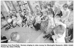 Children from Pond Park Nursery singing to raise money for Meningitis Research. US26-163AO 