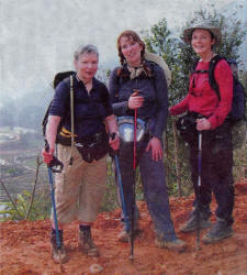 From left - Dromore surgery nurse Rhoda Mark, receptionist Sandy Ingram and Dr. Eileen Atchison during their trek in Vietnam. BL11503