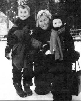 Gaye Kerr with her two sons Adam and Brian enjoying their trip to Lapland last week.