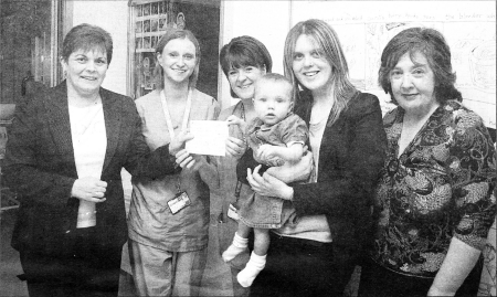 At the cheque presentation at the Royal Hospital for Sick Children Paediatric Intensive Care Unit were Hannah Lusty, mother Jenny, Annette Blakely, two of the nursing staff and Heather Lusty. The total raised was �1500.The Blakely and Lusty families would like to thank all who bought ballots or gave a donation.
