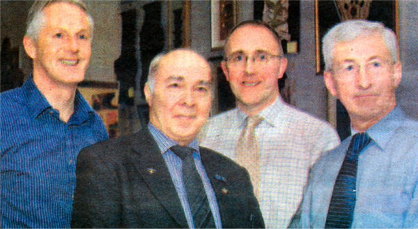 Pictured at the Harry Ferguson Lecture, Hillsborough, are David Johnston, director of Cyril Johnston and Co, Carryduff; Eric Jess, chairman of the Harry Ferguson Celebration Committee; Ian Mawhinney, director of Browns Coachworks, Lisburn; and Bill Forsythe, press officer for the Harry Ferguson Celebration Committee. US4707-650CD