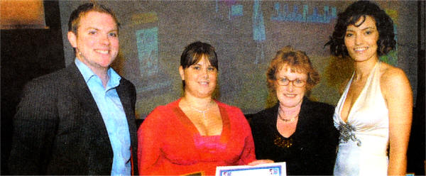 Local girl Gillian Prescho from NICE in South Belfast was Runner-Up in the Volunteer category of the Northern Ireland Youth Awards 2007. Pictured is Mary Gormley, former Miss Ireland and Thomas Kane, BBC who hosted the ceremony with Mary Field from YouthNet presenting the award to Gillian.