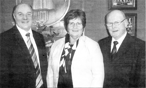 Principal Mr Jim Sheerin with Mr and Mrs McClelland.