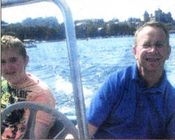 Mr. Beattie with Aaron Hamill on Lake Annecy