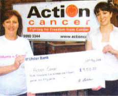 Allyson Morrow presenting Events and PR Officer, Kerry Boyd with a cheque for �9515.50