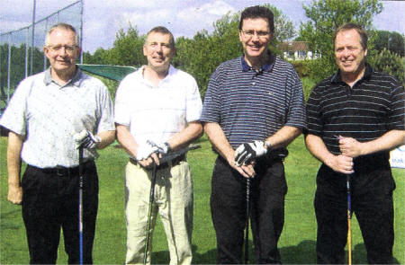 Winner of the 1st Individual Prize Rod Geddes (left) with his four ball of Kevin Campbell, Roy Foreman, Paul Dowdie before their round.