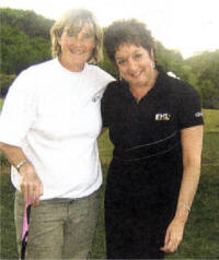 Debbie Hanna (Professional at Blackwood Golf Course) with Barbara Lewers (Downshire Primary School Vice Principal).