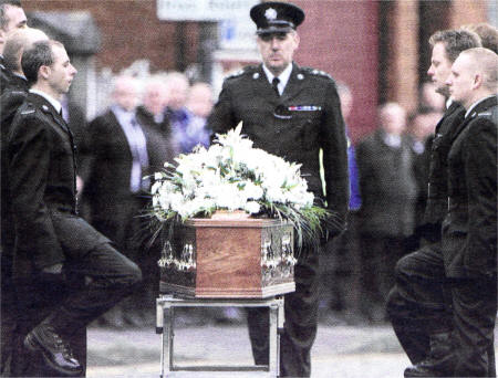 The funeral of James Magee at Dromore Cathedral on Wednesday.