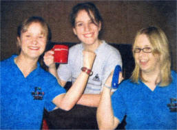 Jenny Hicks, Pamela Gourley and Kathryn McCrossan during the sportathon to raise funds for the project in Malawi.