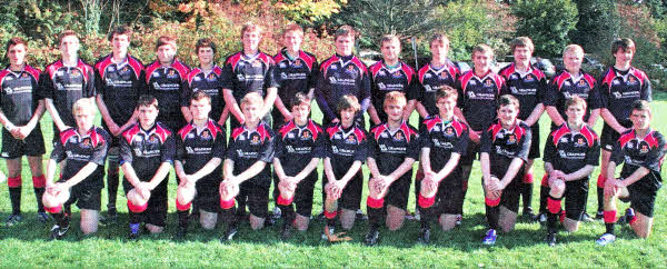 The tour squad in their training tops sponsored by Grainger Roofing before their match against Capilano RFC which they won 65-0.