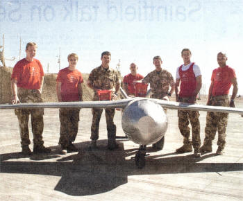 Soldiers who pushed the Mock UAV around Camp Bastion on Afghanistan to raise money for charity.
