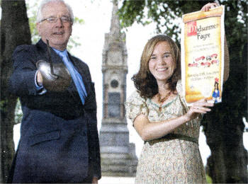 Councillor Allan Ewart, Chairman of Lisburn City Council's Economic Development Committee and Angela Beggs, Assistant Education Officer (Castle Gardens) prepare for the upcoming Midsummer Fayre.