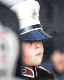 A young bandsmen during Lisburn's Mini Twelfth parade last Wednesday night. US2609-573cd