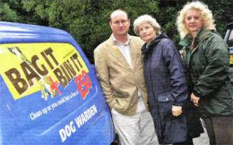 At the launch of this initiative to combat dog fouling in this public facility from (I-r) were Mr Mark Parker, Recreation Officer for the East Region of Forest Service; Councillor Betty Campbell, Chairman of the Council's Environmental Services Committee and Mrs Janis Smith, Property Manager, Northern Ireland' Environment Agency.