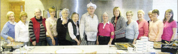 Lisburn Cancer Research Committee members and friends preparing 'Big Breakfast's' last Friday morning.