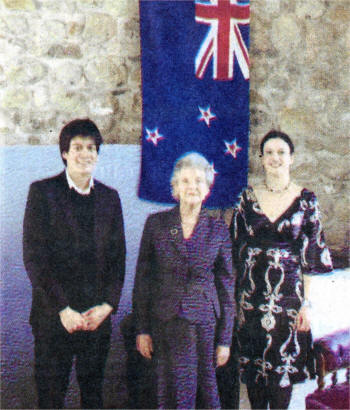 At Ballance House were Mrs Jill Mclvor with Madeleine Pierard from New Zealand and James Ballieu from South Africa.