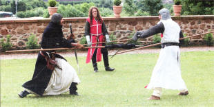 The live sword fighting at the Midsummer Fayre at Castle Gardens
