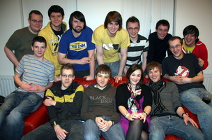 Paul and Laura Kelly pictured at their 21st birthday party with Paul’s Computer Scientist Queen’s student friends 