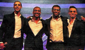 Above: JLS; Marvin Humes, JB Gill, 0ritse Williams and Aston Merrygold, whose family hail from Dunmurry.