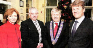 Brian Mongan, assistant director; Dessie Bannon, director; Deputy Mayor Brian Heading; and Hugh McCaughey, chief executive of the South Eastern Trust, attending an evening at Thompson House Hospital to mark the 125th anniversary of its opening in 1885. US4910-524cd