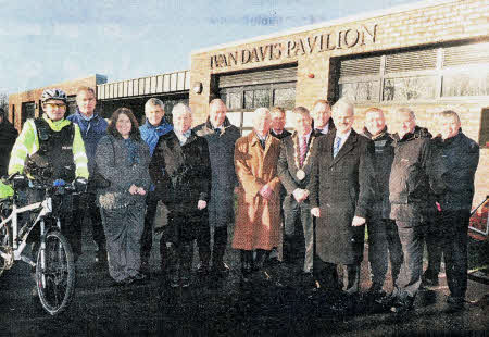 Members of the Friends of Wallace Park are pictured at the official opening of the Phase II refurbishment works of Wallace Park which conclude the project and the naming of the new changing pavilion in honour of Ivan Davis, 0BE. Also pictured are Mr Ivan Davis, 0BE; the Mayor of Lisburn, Councillor Brian Heading and Councillor Thomas Beckett, Chairman of the Council's Leisure Services Committee.