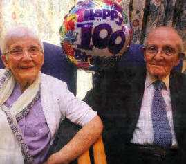 Mrs. Wilma Hutchinson has every reason to smile as she celebrates her 100th birthday with husband Kyle, who will himself celebrate his 99th birthday later this year, at Blaris Fold. US2211-114A0 Pic by AIDAN 0'REILLY