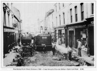 Resurfacing Church Street, Dromore in 1956 - it was then part of the main Belfast-Dublin trunk Road. (G.M.)